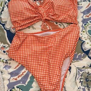 Orange Gingham one piece
